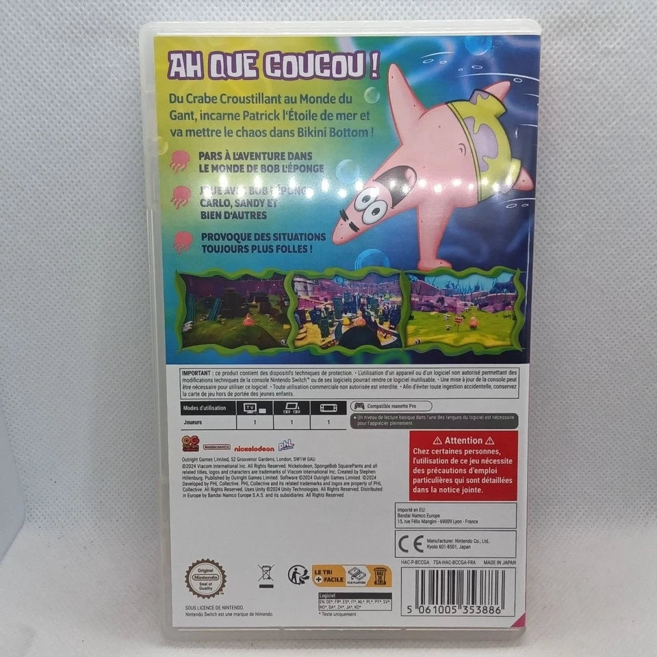 Bob L'eponge Patrick l'etoile de Mer Le Jeu Switch